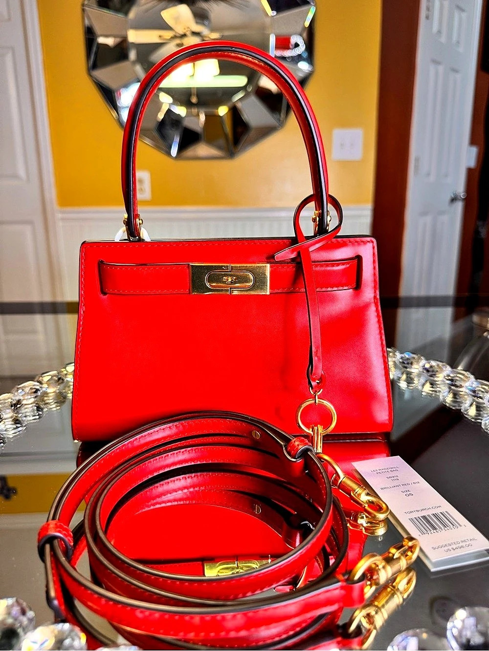 NWT Tory Burch Red Lee Radziwill Small Brilliant Bag.